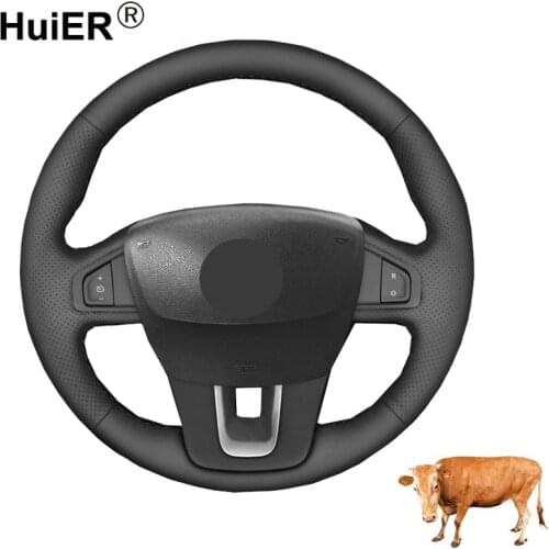 Hand Sewing Car Steering Wheel Cover Wrap Cow Leather Volant For Renault Laguna 3 2007-2012 Latitude Renault Samsung SM5 SM7