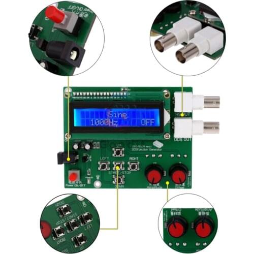 DDS Function Signal Generator Module Sawtooth Triangle Wave Sine Square Sawtooth Wave Kits 1Hz-65534Hz DC 7V-9V LCD Display