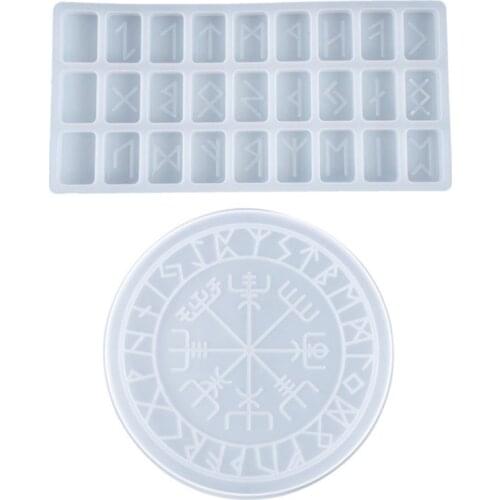 DIY Runes Symbol Crystal Epoxy Resin Mold Circle Divination Board Silicone Mould