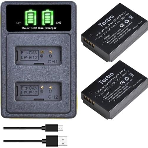 LP-E12 Batteries and Type-C Charger for Canon SX70 HS, Rebel SL1, EOS-M, EOS M2, EOS M10, EOS M50, EOS M100, EOS M200 Cameras