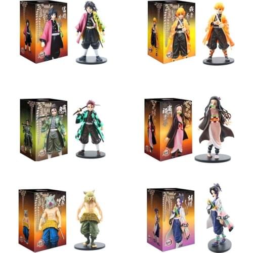 16cm Demon Slayer Figure Nezuko Inosuke Tanjiro Tomioka Giyuu Agatsuma Zenitsu Kochou Shinobu Action Figure PVC Dolls for Kids