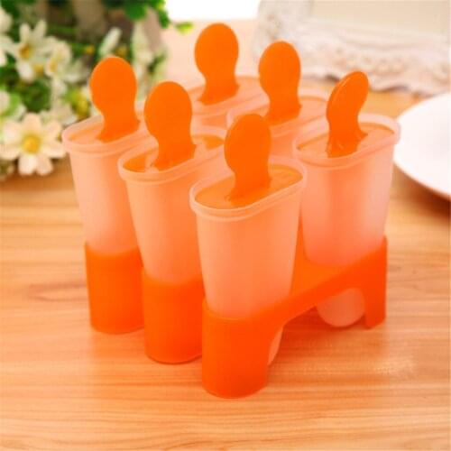 DIY Ice Cream Mold 6 Cells Reusable Silicone Ice Tray Molds Summer Ice Cream Maker For Kids Kitchen Gadget Tool Lolly Mould 2069