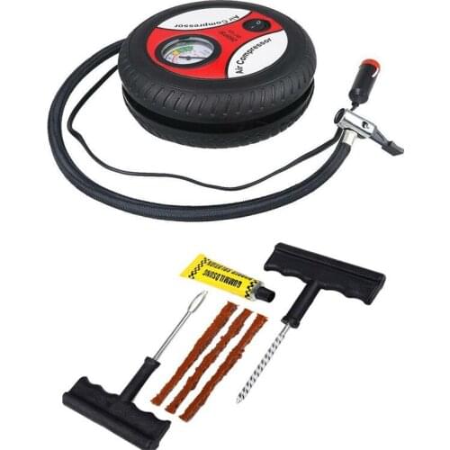 Novel-12V Portable Air Compressor Wheel 260Psi Tyre Inflator Pump Car Auxiliary Tools Tire Inflation Pump With Tire Repair Tool