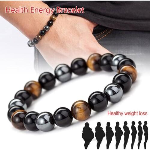 Hot Sale Hematite Stone Bead Couple Bracelet Magnetic Tiger Eye Healthcare Magnet Men Women Help Weight Loss Jewelry Bangle