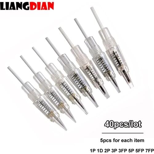 40pcs/lot Disposable 8mm Tattoo Needles Cartridge For Premium Charmant Permanent Eyebrow Lips Microblading Makeup Mixed Needles
