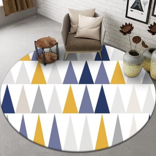 Nordic Style Abstract Geometry Bedroom Rug Home Floor Area Rug Doormat Flannel Anti-slip Chair Mat Round Living Room Carpets