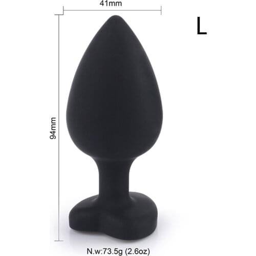 MaryXiong Large Black Heart Silicone Anal Plugs Butt Plug Jeweled Anal Beads Adult Sex Toys for Men Women Couple Anal Trainer