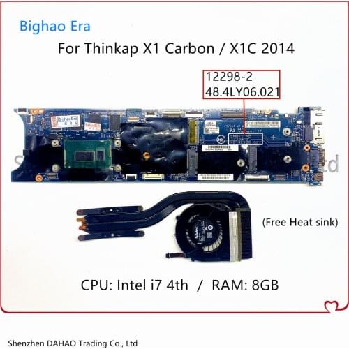 For Lenovo Thinkpad X1 Carbon 2014 X1C Laptop Motherboard 12298-2 LMQ-1 MB With i7 CPU 8GB-RAM 100% Test Working 00UP983 00HN769