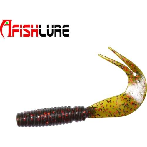 AR04 Factory Double Curled Tail Soft Lure 75mm 3.3g 8pcs/bag Forked Tail Soft Fishing Lure