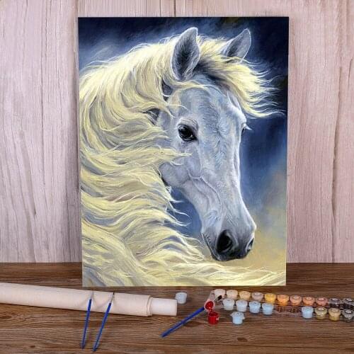 Two Horse Animal Paint By Numbers Package Oil Paints 50*70 Oil Painting Loft Wall Picture For Handiwork