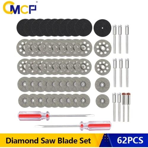 CMCP Metal Saw Blade Set 62pcs Wood Diamond Metal Saw Blade Resin Cut-Off Wheels Mini Metal Cutting Disc Set Rotary Tool Set