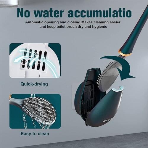 Wall-Mounted Silicone Brush Head Toilet Brush Automatic TPR Brush Cleaning Tool For Toilet Brush Bathroom WC Accessories