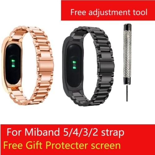 Newest Metal Strap For Xiaomi Mi Band 5 Stainless Steel link Bracelet For MiBand2 Wrist bands Replace For Mi Band 2 3 4