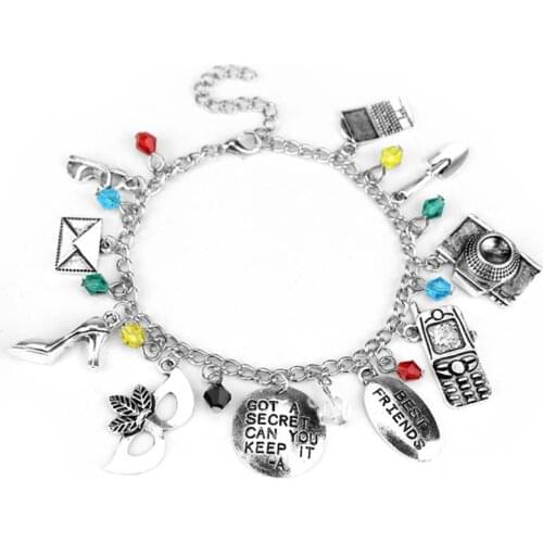 New Arrival Jewelry Pretty Little Liars Bracelet Bangle GOT A SECRET CAN YOU KEEP IT Mask Crystal Beads Bracelets for Women