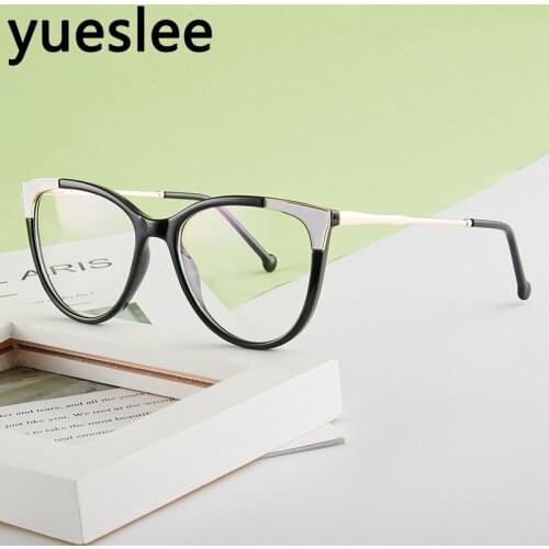 46942 Tr90 Plastic Titanium Cat Eye Glasses Frame Men Women Optical Fashion Anti Blue Computer Eyeglasses