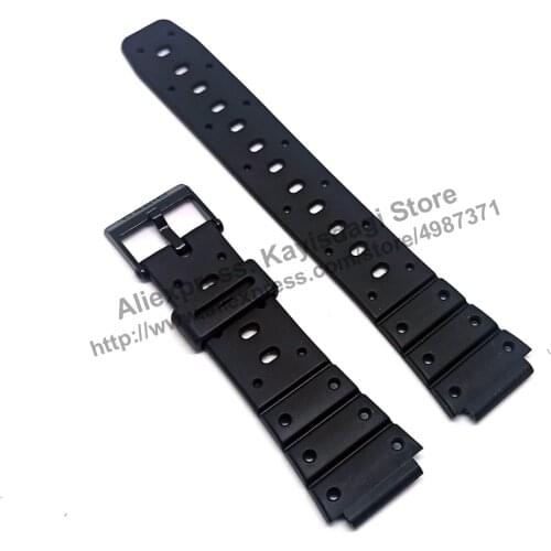 Original Casio TS-100 , SDB-500W , SDB-500WX - Watch Band Strap 17mm Black Rubber NOS