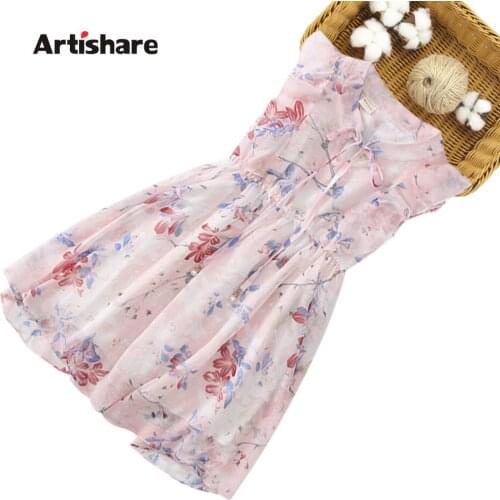 Dress For Girls Floral Pattern Dress For Girl Casual Style Dress Kids Summer Costume Girl 6 8 10 12 14