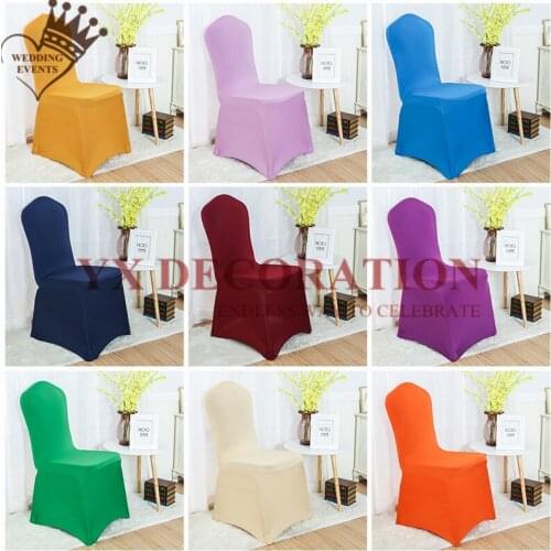 Flat Front Stretch Spandex Chair Cover Lycra Polyester Fabric Wedding Banquet Party Hotel Dining Chair Covers