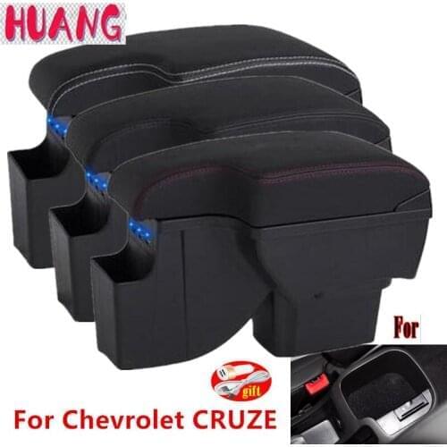For Chevrolet CRUZE armrest box retrofit parts storage car accessories armrest interior charging easy to install USB LED light