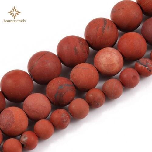 Polish Natural Dull Beads Matte Red Jaspers Gem Stone Round Loose Beads For Jewelry Making Diy Bracelet Necklace Wholesale