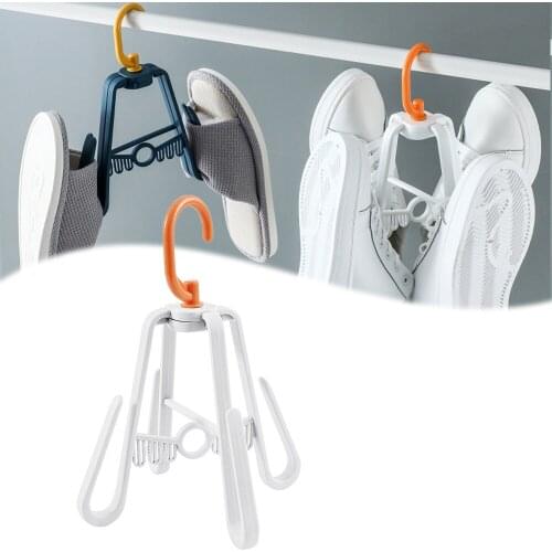 Portable Rotating Multifunction Shoes Drying Rack Shelf Hanger Holder Organizer Hooks for Hanging