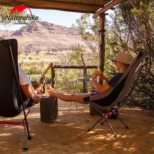 Naturehike Outdoor Portable Folding Chair Aluminum Alloy Folding Moon Chair Camping Beach Chair Ultra-Light Lengthened