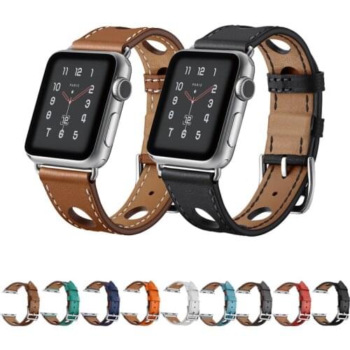 Genuine Leather strap for apple watch 6 band 44mm 40mm 42mm 38mm bracelet Strong and durable watchband for iwatch 6/5/4/3/2/SE