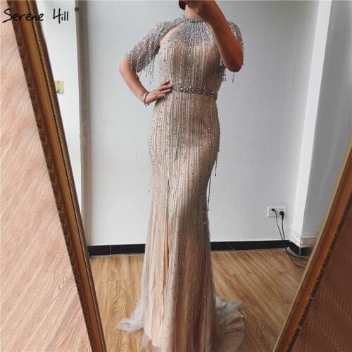 Luxury Beading Diamond Mermaid Evening Dresses 2020 Short Sleeveless Sexy Evening Gowns Serene Hill DLA70054