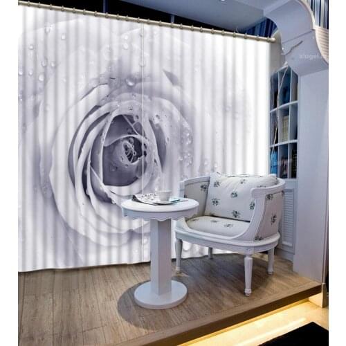 Luxury Blackout 3D Window Curtains For Living Room Bedroom Customized size grey curtain rose curtains