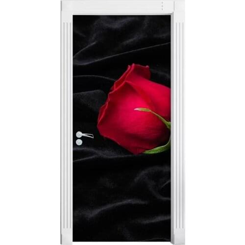 Self Adhesive Renew Rose Flowers Home Decor 3D Door Sticker Print Art Waterproof Paper Mural Wardrobe Renovation Decal Picture