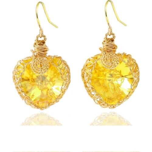 LANFLORA handmade Crystal earrings copper alloy earrings flowers free shipping