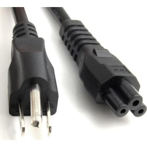 US Plug 5ft Cloverleaf 3 Prong AC Male Cord Power Contact Cable Lead For Laptop