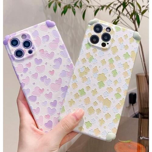 EKONEDA Cute Hearts Floral Case For iPhone 12 11 Pro XS Max X XR 7 8 Plus Cases Silicone Protective TPU+PU Back Cover