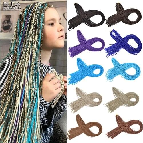 Synthetic Crochet Braids Hair 28Inch Long Straight Zizi Braiding Hair Extension Thin Box Braid Pink Blue Purple Orange For Women