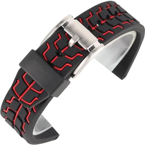 Replacement Red Blue Orange Rubber Band Men Sport Military Silicone Watch Band Strap Mens Pin Bracelet 2 Spring Bars as Gift
