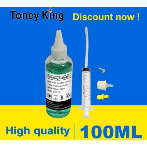 Toney King 100ml Printer Head Cleaning Liquid For Epson For Brother For HP For Canon Fluid Nozzle Cleaner Dye Ink With Syringe