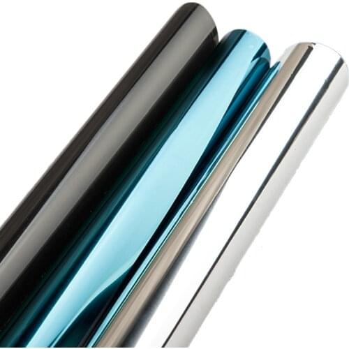 Top One Way Mirror Window Film Vinyl Self-adhesive Reflective Solar Film Privacy Window Tint for Home Blue Silver Glass Stickers