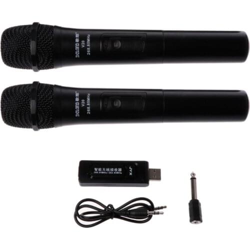 UHF USB 3.5mm 6.35mm Wireless Microphone Megaphone Handheld Mic with Receiver for Karaoke Speech Loudspeaker