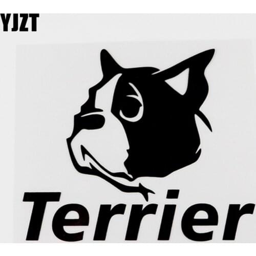 YJZT 13.3CMX11.1CM Fun Animal Terrier Dog Face Vinyl Decal Car Sticker Black/Silver 8C-0133