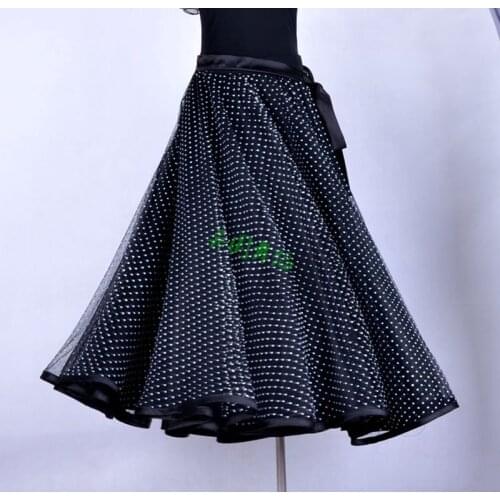 2017 Black Dots Ballroom Dance Skirts Modern Gypsy Skirt Flamenco Dance Costumes Clothing For Dance WomenS Latin Dress