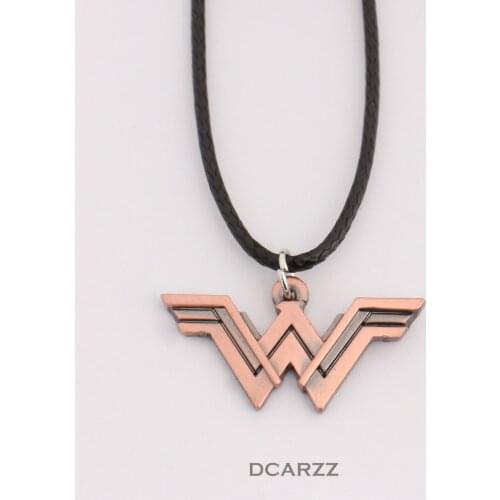 Women Super Hero Pendant Necklace Supergirl Logo Pendant with Leather Cord Movie Cosplay Costume Jewelry Wholesale