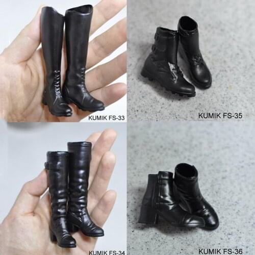 1/6 Women BlackShoes Female Boots Models FS-33 FS-34 FS-35 FS-36 Toy for 12in Soldier Action Figure Cllections