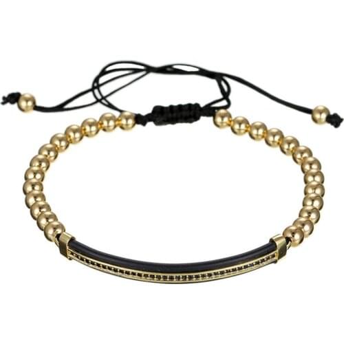 3-Piece / Gold Bracelet Mens Crown Pavé CZ Zircon Stainless Steel Beaded Bracelet High Jewellery Pendant Jewellery