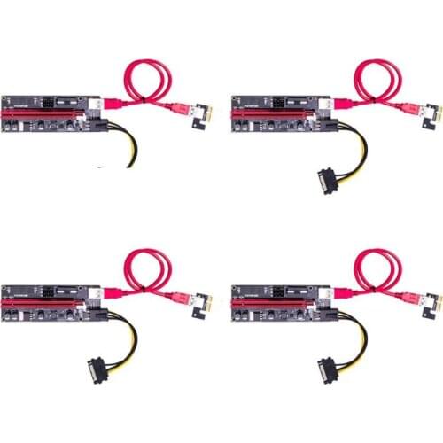 4Set/lot VER009S USB 3.0 PCI-E Riser VER 009S Express 1X 4x 8x 16x Extender Riser Adapter Card SATA 15pin to 6 pin Power Cable