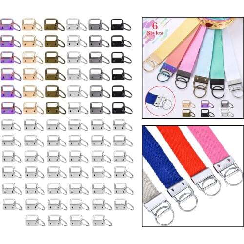 40/42Pcs Key Fob Hardware 25mm keychain Split Ring For Wrist Wristlets Cotton Tail Clip Ribbon Fabric Belt Making