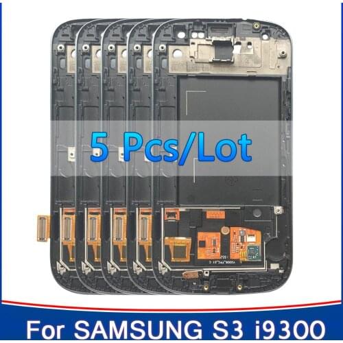 5PCS For SAMSUNG Galaxy S3 Display i9300 i9300i LCD Touch Screen Digitizer Replacement For SAMSUNG S3 LCD Screen with Frame