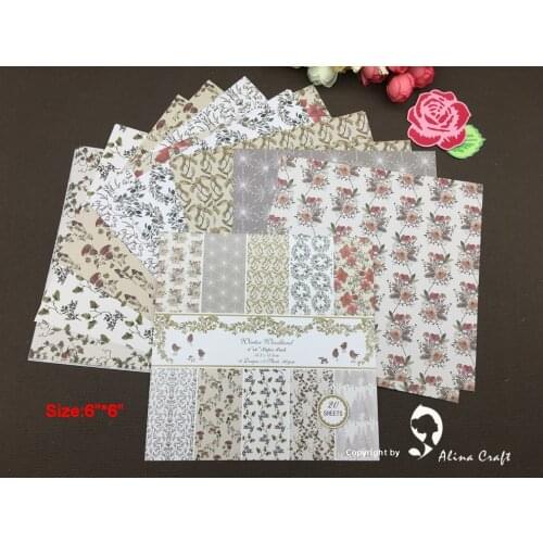 AlinaCraft 20 sheet 6"X6" winter woodland Scrapbooking design patterned paper pack andmade craft paper craft Background pad