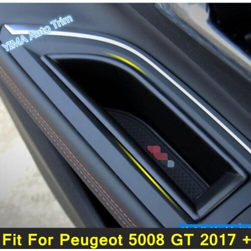 Lapetus Car Styling Front Door Storage Pallet Armrest Container Box Cover Trim For Peugeot 5008 GT 2017 - 2021 Plastic
