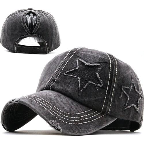 100% Washed Denim Hole star Baseball cap Snapback Hats Autumn Summer fishing Hat for Men Women Caps Casquette hats Gorras