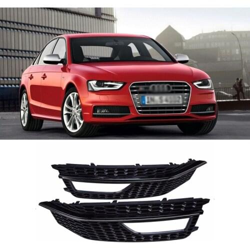 Black Auto Front Bumper Driving Fog Lights Cover Lamp Frame Trim For Audi A4 S4 S-line 2012-2015